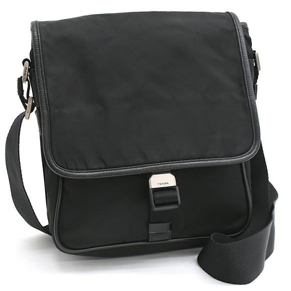 Prada Nylon Crossbody Tessuto Triangle Nero Black Plate - Picture 1 of 8